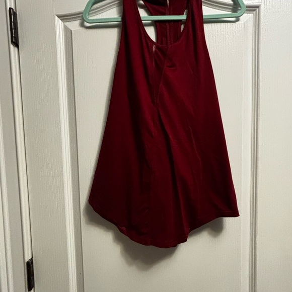 ZYIA Active Burgundy Tank Top | Mesh Detail Workout Sleeveless Shirt - Picture 2 of 6